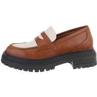 Ital-Design Damen Mokassins Freizeit Slipper Blockabsatz Mokassins in Schwarz von Ital-Design