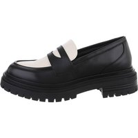 Ital-Design Damen Mokassins Freizeit Slipper Blockabsatz Mokassins in Schwarz von Ital-Design