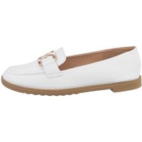 Ital-Design Damen Mokassins Freizeit Slipper Blockabsatz Mokassins in Weiß von Ital-Design