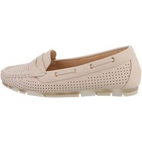 Ital-Design Damen Mokassins Freizeit Slipper Flach Mokassins in Beige von Ital-Design