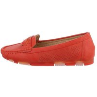 Ital-Design Damen Mokassins Freizeit Slipper Flach Mokassins in Rot von Ital-Design