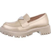 Ital-Design Damen Mokassins mit feiner Verzierung Slipper (86188096) Blockabsatz Mokassins in Gold von Ital-Design