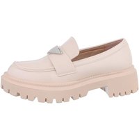 Ital-Design Damen Mokassins mit feiner Verzierung Slipper (86188108) Blockabsatz Mokassins in Beige von Ital-Design