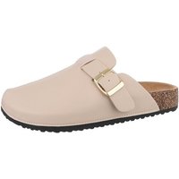 Ital-Design Damen Mules Freizeit Pantolette (85275985) Flach Pantoletten in Beige von Ital-Design