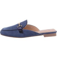 Ital-Design Damen Mules Freizeit Pantolette Blockabsatz Pantoletten in Blau von Ital-Design