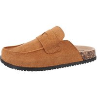 Ital-Design Damen Mules Freizeit Pantolette Flach Pantoletten in Camel von Ital-Design