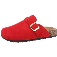 Ital-Design Damen Mules Freizeit Pantolette Flach Pantoletten in Rot von Ital-Design