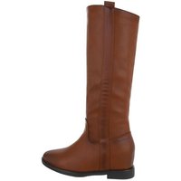 Ital-Design Damen Party & Clubwear Stiefel Keilabsatz/Wedge Keilstiefel in Camel von Ital-Design