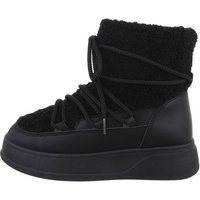 Ital-Design Damen Schnürschuhe Freizeit Snowboots Keilabsatz/Wedge Keilstiefeletten in Schwarz von Ital-Design