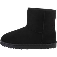 Ital-Design Damen Snowboots Freizeit Snowboots Flach Flache Stiefeletten in Schwarz von Ital-Design