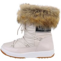 Ital-Design Damen Snowboots Freizeit Snowboots Flach Schnürstiefeletten in Beige von Ital-Design