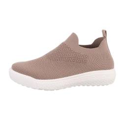 Ital Design Damenschuhe Freizeitschuhe Sneakers Low, 808-1-, Textil, Hellbraun Weiß, Gr. 41 von Ital Design