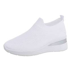 Ital Design Damenschuhe Freizeitschuhe Sneakers Low, J2352-1-, Synthetik, Weiß, Gr. 40 von Ital Design