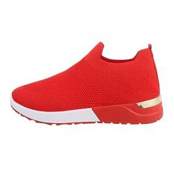 Ital Design Damenschuhe Freizeitschuhe Sneakers Low, TA-216-1-, Textil, Rot, Gr. 38 von Ital Design