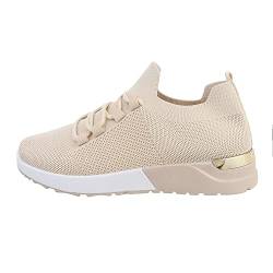 Ital Design Damenschuhe Freizeitschuhe Sneakers Low, TA-217-, Textil, Beige, Gr. 37 von Ital Design