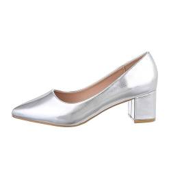 Ital Design Damenschuhe Pumps Klassische Pumps, CIC-309-, Kunstleder, Silber, Gr. 38 von Ital Design