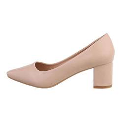 Ital Design Damenschuhe Pumps Klassische Pumps, YU-081-, Kunstleder, Beige, Gr. 38 von Ital Design