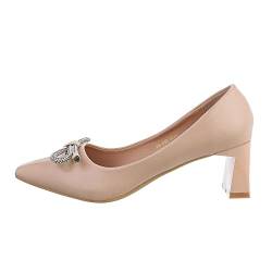 Ital Design Damenschuhe Pumps Klassische Pumps, YU-138-, Kunstleder, Beige, Gr. 40 von Ital Design