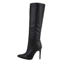 Ital Design Damenschuhe Stiefel High-Heel Stiefel, 9501-, Kunstleder, Schwarz, Gr. 39 von Ital Design