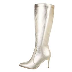 Ital Design Damenschuhe Stiefel High-Heel Stiefel, DES612P-, Kunstleder, Gold, Gr. 39 von Ital Design