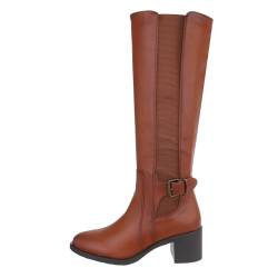 Ital Design Damenschuhe Stiefel Klassische Stiefel, 6519-, Kunstleder, Camel, Gr. 39 von Ital Design