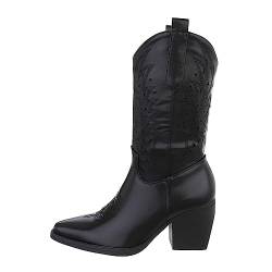 Ital Design Damenschuhe Stiefel Western- & Bikerstiefel, DEN931P-, Kunstleder, Schwarz, Gr. 39 von Ital Design