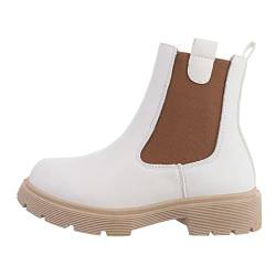 Ital Design Damenschuhe Stiefeletten Chelsea Boots, 1253-, Kunstleder, Weiß Braun, Gr. 40 von Ital Design