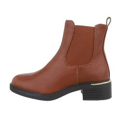 Ital Design Damenschuhe Stiefeletten Chelsea Boots, DES637P-, Kunstleder, Camel, Gr. 40 von Ital Design