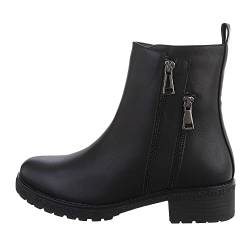 Ital Design Damenschuhe Stiefeletten Flache Stiefeletten, 8361-, Kunstleder, Schwarz, Gr. 36 von Ital Design