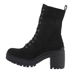 Ital Design Damenschuhe Stiefeletten High-Heel Stiefeletten, 4125-, Textil, Schwarz, Gr. 40 von Ital Design