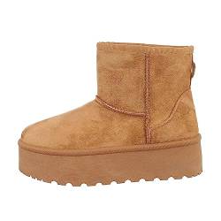 Ital Design Damenschuhe Stiefeletten Plateaustiefeletten, 88-61-, Textil, Camel, Gr. 41 von Ital Design