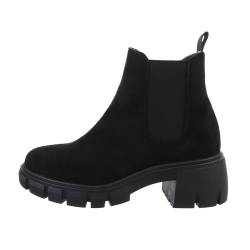 Ital Design Damenschuhe Stiefeletten Plateaustiefeletten, DE1036S-, Textil, Schwarz, Gr. 39 von Ital Design