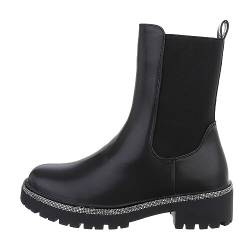 Ital Design Damenschuhe Stiefeletten Plateaustiefeletten, DES631-, Kunstleder, Schwarz, Gr. 37 von Ital Design