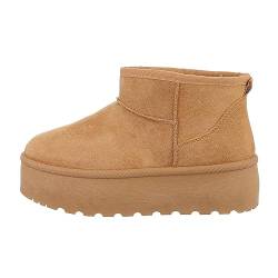 Ital Design Damenschuhe Stiefeletten Plateaustiefeletten, LX23-001-, Textil, Camel, Gr. 38 von Ital Design