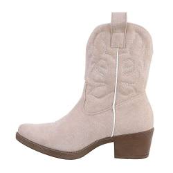 Ital Design Damenschuhe Stiefeletten Western- & Bikerboots, DES952S-, Textil, Beige, Gr. 42 von Ital Design