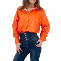 Ital-Design Hemdbluse Damen Freizeit Hemd Stretch Hemdbluse in Orange von Ital-Design