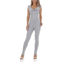 Ital-Design Jumpsuit Damen Freizeit Stretch Zweiteiler in Grau von Ital-Design