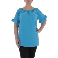 Ital-Design Kurzarmbluse Damen Elegant Bluse in Blau von Ital-Design