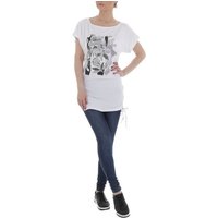 Ital-Design Kurzarmshirt Damen Freizeit Print Stretch T-Shirt in Weiß von Ital-Design
