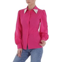 Ital-Design Langarmbluse Damen Elegant Hemd Perlen Bluse in Pink von Ital-Design