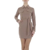 Ital-Design Minikleid Damen Freizeit Stretch Blusenkleid in Hellbraun von Ital-Design