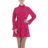 Ital-Design Minikleid Damen Party & Clubwear (85764930) Volants Chiffon Crinkle-Optik Blusenkleid in Pink von Ital-Design