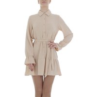 Ital-Design Minikleid Damen Party & Clubwear (85764936) Volants Chiffon Crinkle-Optik Blusenkleid in Beige von Ital-Design