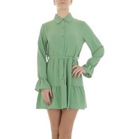 Ital-Design Minikleid Damen Party & Clubwear (85764938) Volants Chiffon Crinkle-Optik Blusenkleid in Hellgrün von Ital-Design