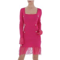 Ital-Design Minikleid Damen Party & Clubwear Knopfleiste Spitze Strickoptik Minikleid in Pink von Ital-Design