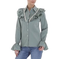 Ital-Design Rüschenbluse Damen Elegant Hemd Rüschen Bluse in Mint von Ital-Design