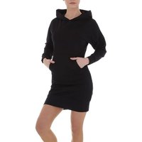 Ital-Design Shirtkleid Damen Freizeit Kapuze Stretch Minikleid in Schwarz von Ital-Design