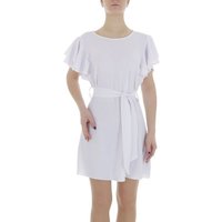 Ital-Design Sommerkleid Damen Freizeit (86164377) Kreppoptik/gesmokt Minikleid in Weiß von Ital-Design
