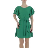 Ital-Design Sommerkleid Damen Freizeit (86164381) Kreppoptik/gesmokt Minikleid in Grün von Ital-Design
