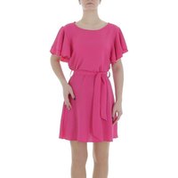 Ital-Design Sommerkleid Damen Freizeit (86164383) Kreppoptik/gesmokt Minikleid in Pink von Ital-Design